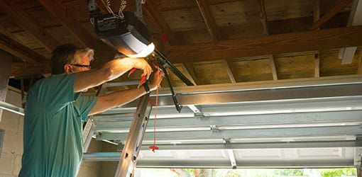 Garage door repair in action